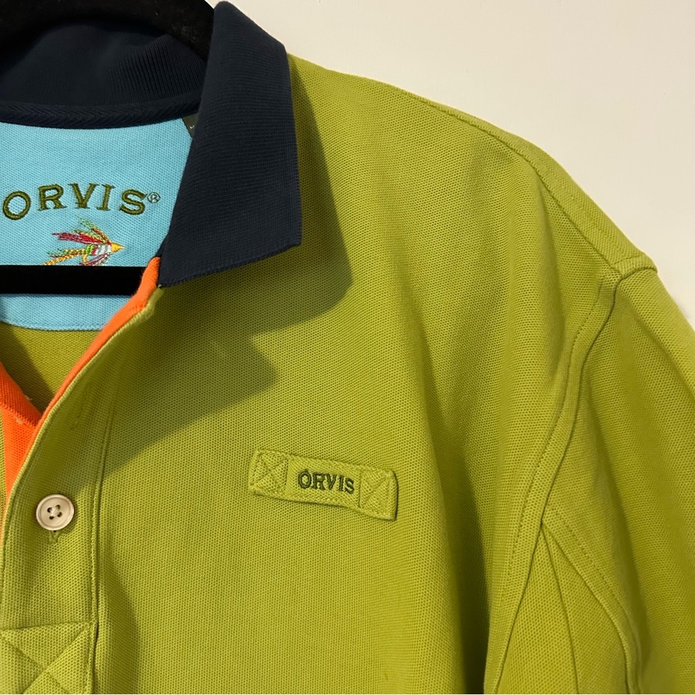 Orvis Short Sleeve Polo Shirt Mens Large Green Cotton - Picture 2 of 7
